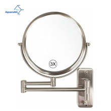 Wall Mounted Two-Sided Makeup Mirror, 6 Inch Double Sided 1X/3X Vanity Magnifying Mirror for Bathroom Brushed Nickel